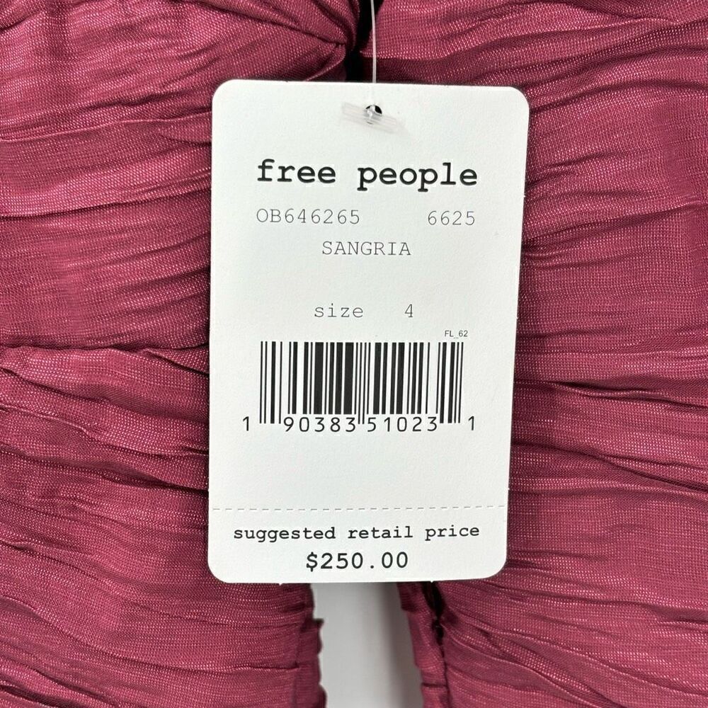 Free People Look of Love Sangria Ruched Bodycon Dress Burgundy Size 4 NWT - Picture 8 of 14